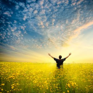 man in yellow field