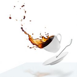 spilling coffee